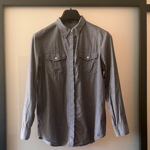 Ann Taylor Slate Blue Casual Button-Down Shirt